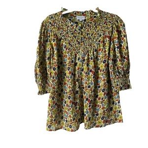 Olivia James The Label Floral Smocked top size L
